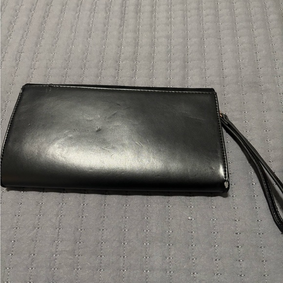 White House Black Market Black Clutch with Red Floral Embroidery - Picture 10 of 10